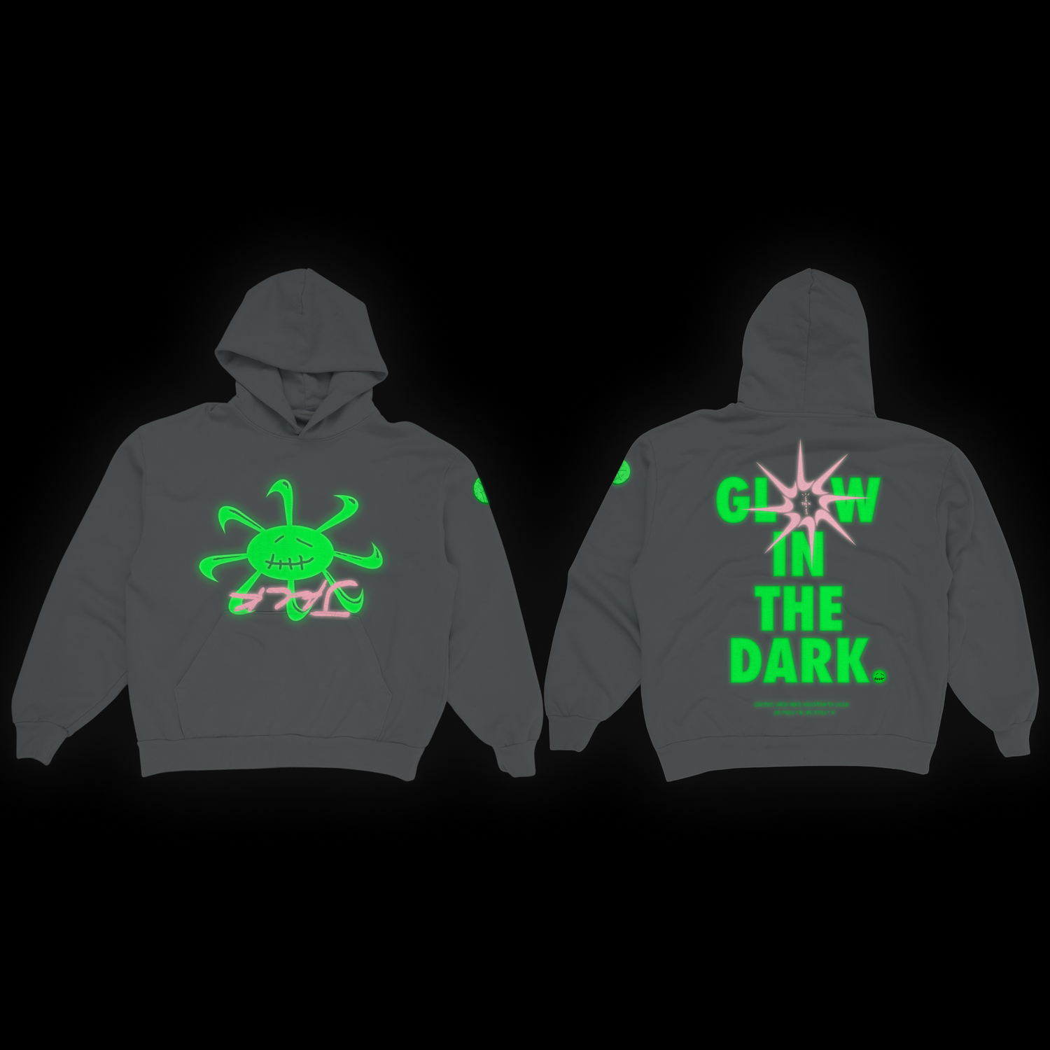 CJ X NIKE SMILEY GLOW IN THE DARK HOODIE (GRAY)