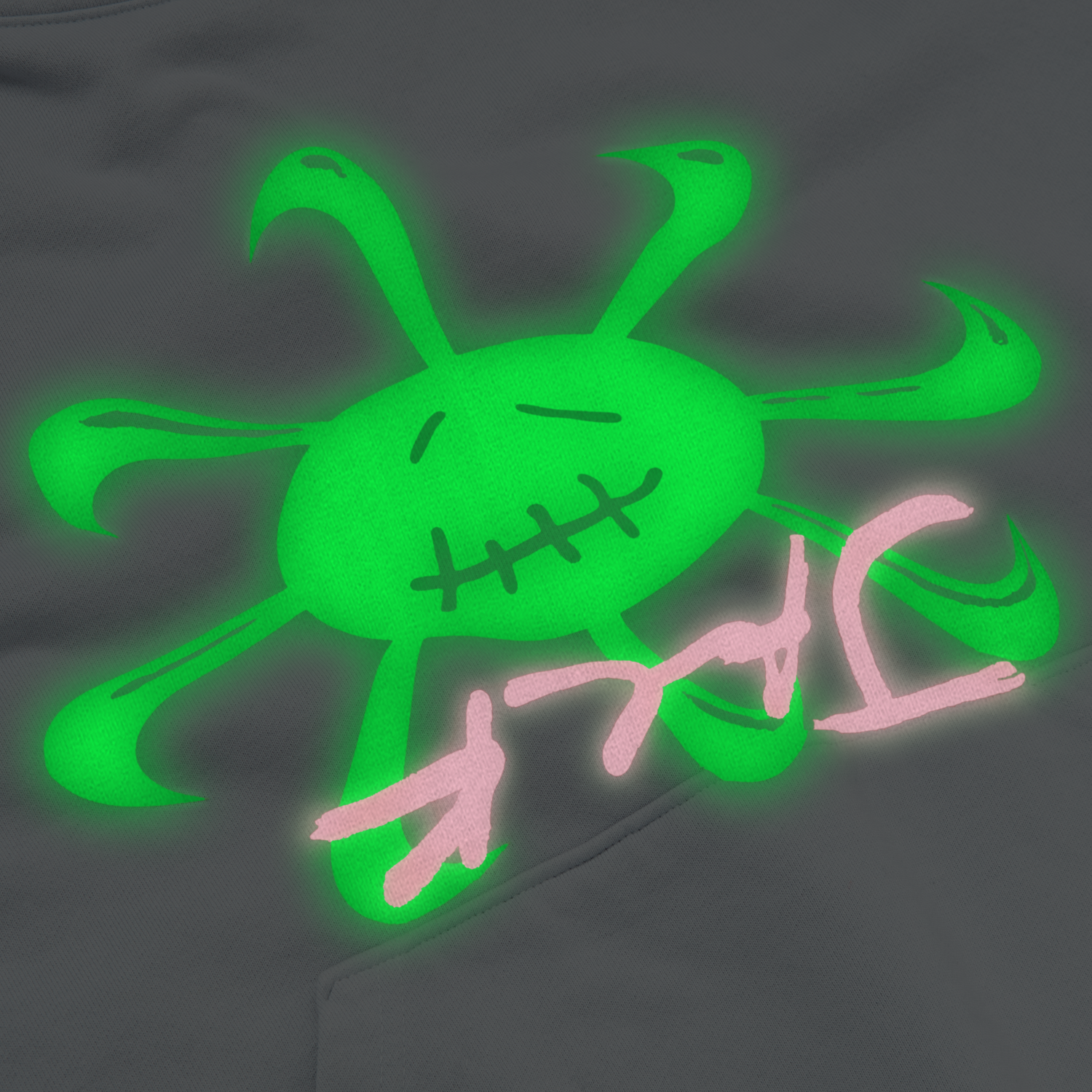 CJ X NIKE SMILEY GLOW IN THE DARK HOODIE (GRAY)